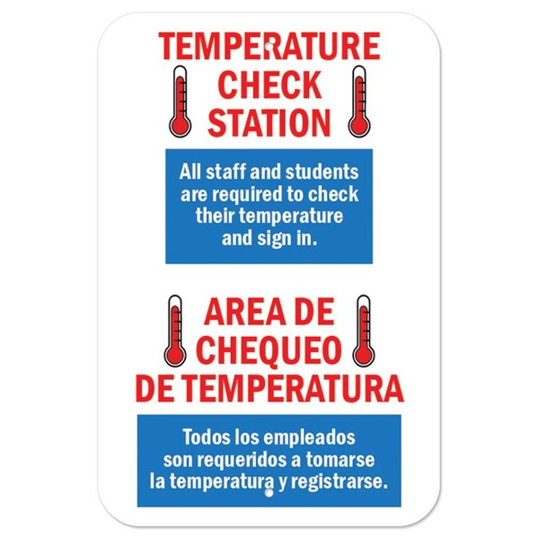 Signmission Public Safety Sign-Temperature Check Station Spanish, Heavy-Gauge, 12" x 18", A-1218-25433 A-1218-25433